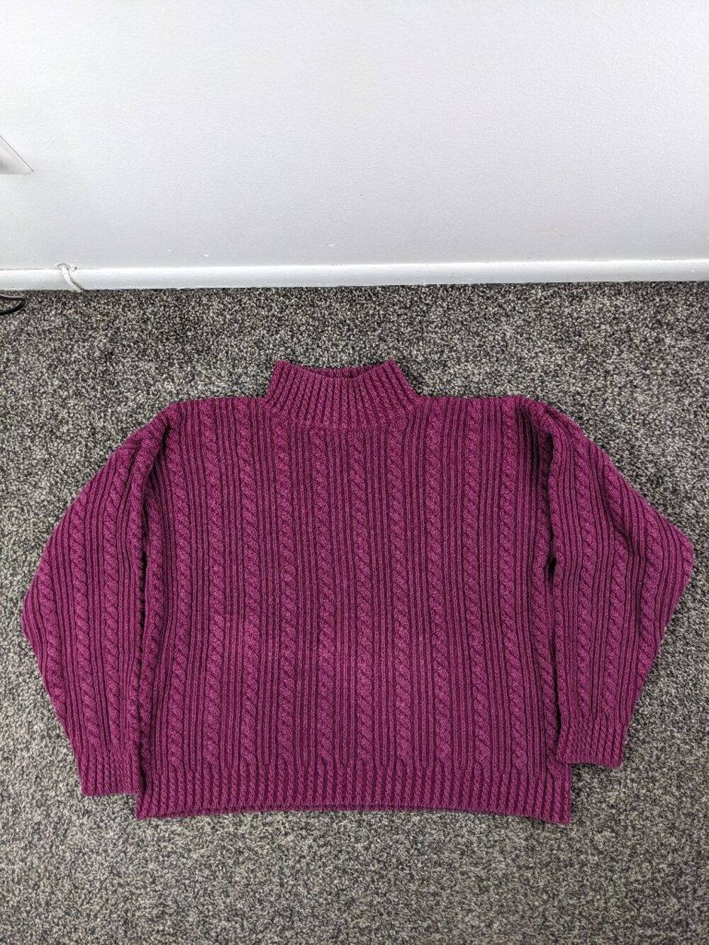 Vintage 90s Gap Womens Cable Knit Sweater Pink Chunky Cotton Crewneck Small